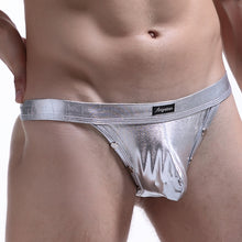 Mens Faux Leather Metallic Underwear Briefs Thong Underpants G-String
