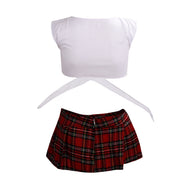 IMC White with Red School sexy lingerie Game uniform Student japanese kimono girls Maid Costumes erotic clothing pyjamas Charm